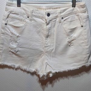 American eagle super stretch white Mom Short distressed jean shorts. Size 8